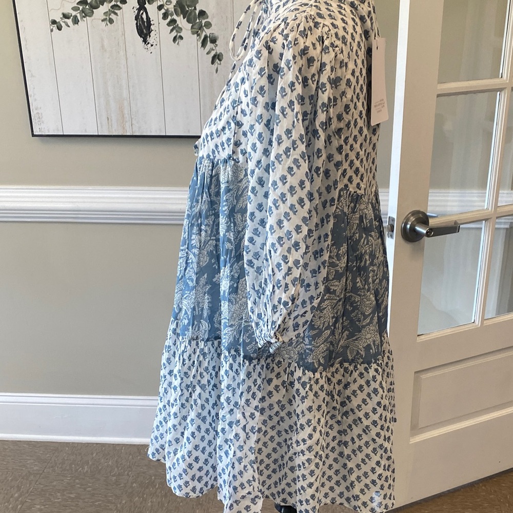 Daughters of India Blue and White Patterned Dress - Picture 6 of 11